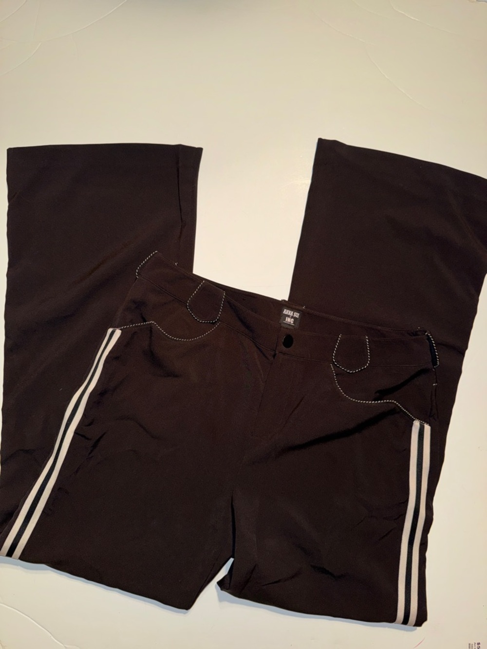 Anna Sui Black Pants with White Stripes Sz 12